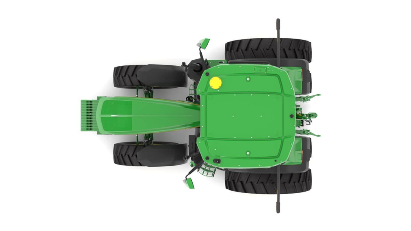 Photo studio sur fond blanc d'une tracteur 7R 210 vue de dessus