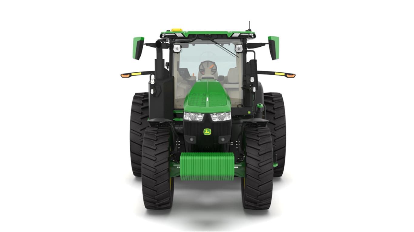 Front view of 7R 230 Tractor on a white background