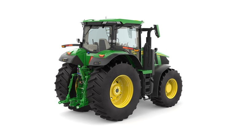 Photo studio sur fond blanc d'une tracteur 7R 270  vue de l'arrière droit