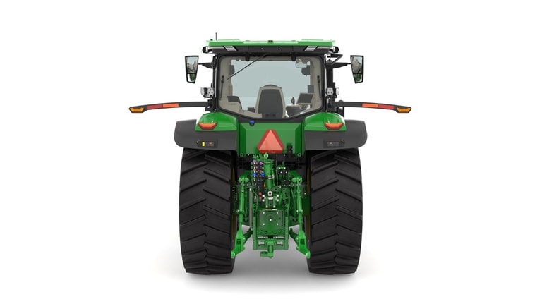 Photo studio sur fond blanc d'une tracteur 7R 270 vue de l'arrière