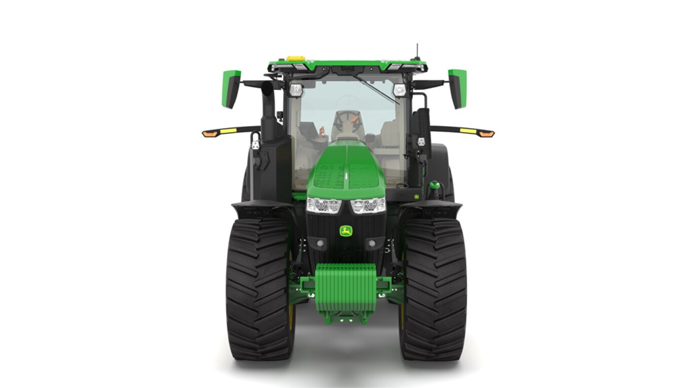 Photo studio sur fond blanc d'une tracteur 7R 290 vue de l'avant
