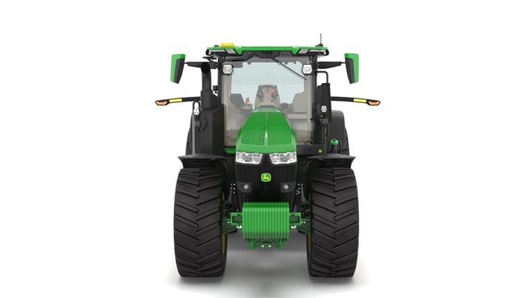 Photo studio sur fond blanc d'une tracteur 7R 290 vue de l'avant