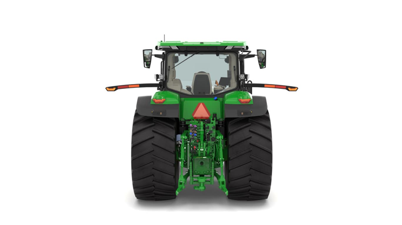 Photo studio sur fond blanc d'une tracteur 7R 290 vue de l'arrière