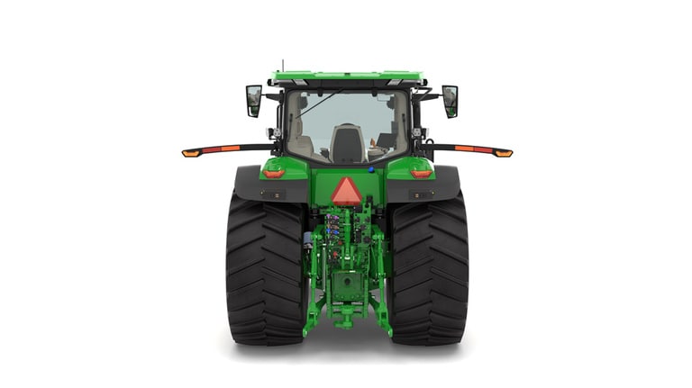 Photo studio sur fond blanc d'une tracteur 7R 290 vue de l'arrière