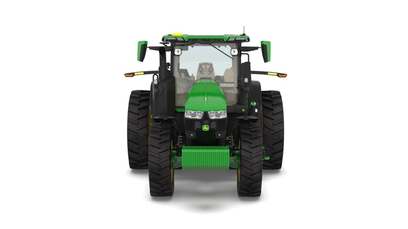 Front view of 7R 310 tractor on a white background