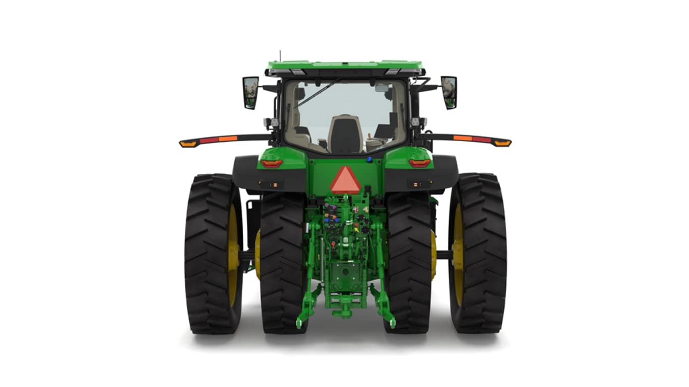 Rear view of 7R 310 tractor on a white background