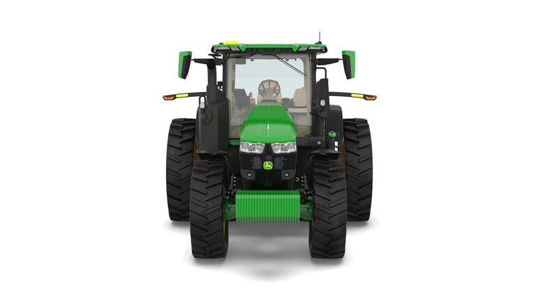 Photo studio sur fond blanc d'une tracteur 7R 350 vue de l'avant
