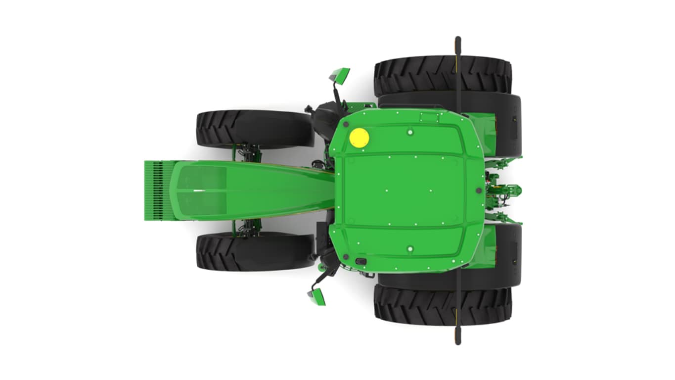 Photo studio sur fond blanc d'une tracteur 7R 350 vue de dessus