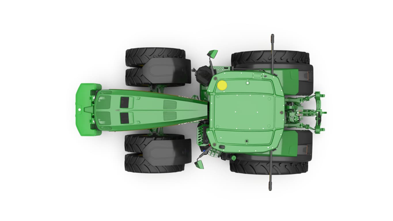 Image de studio du tracteur 8R 490 vu de dessus