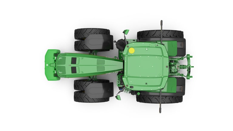 Image de studio du tracteur 8R 490 vu de dessus