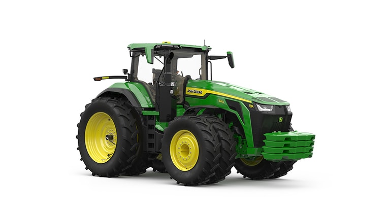 Image studio du tracteur 8R 540 vu de l'avant à droite