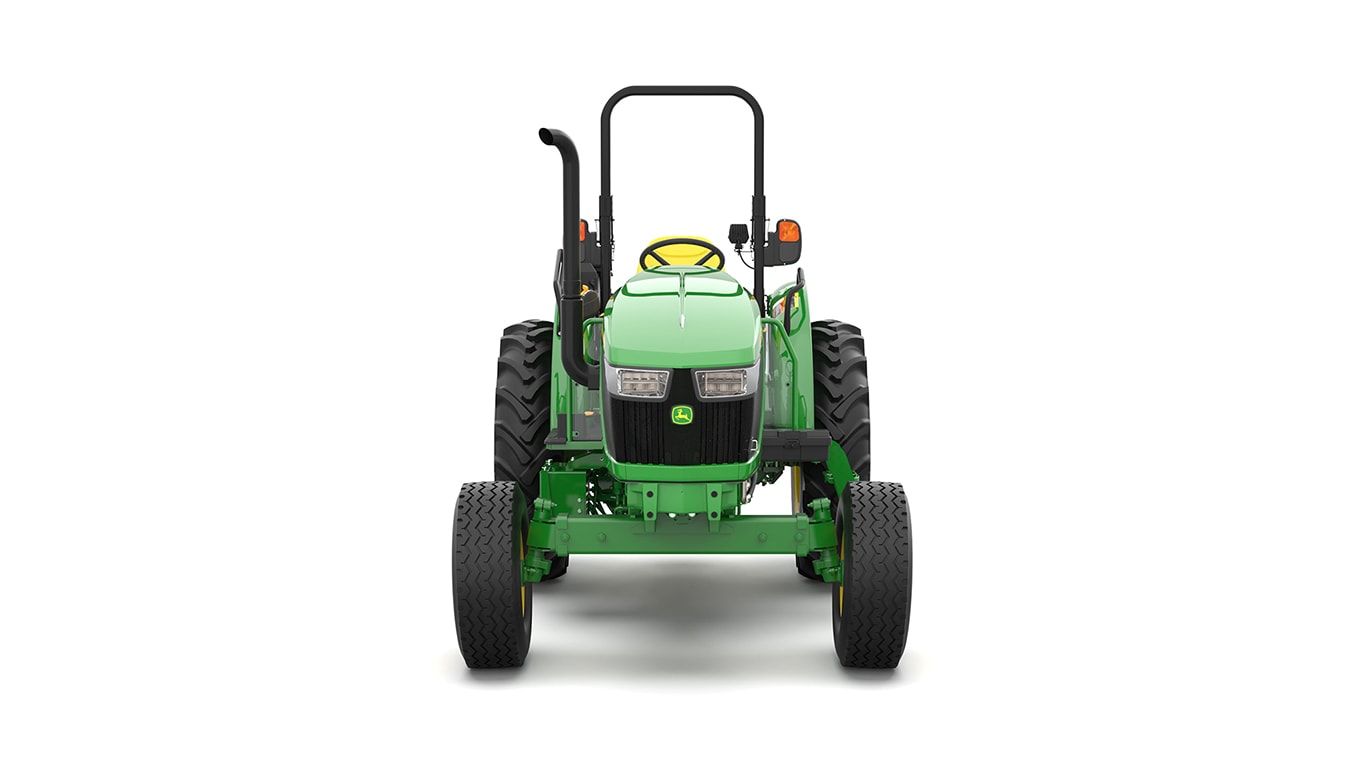 Tracteur utilitaire vert sur fond blanc.