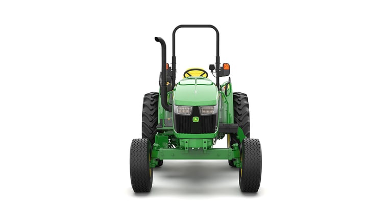 Tracteur utilitaire vert sur fond blanc.