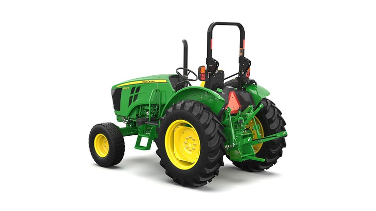 Tracteur utilitaire vert sur fond blanc.