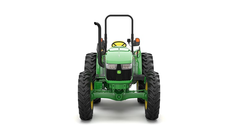 Tracteur utilitaire vert sur fond blanc.