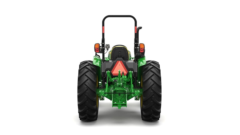 Tracteur utilitaire vert sur fond blanc.
