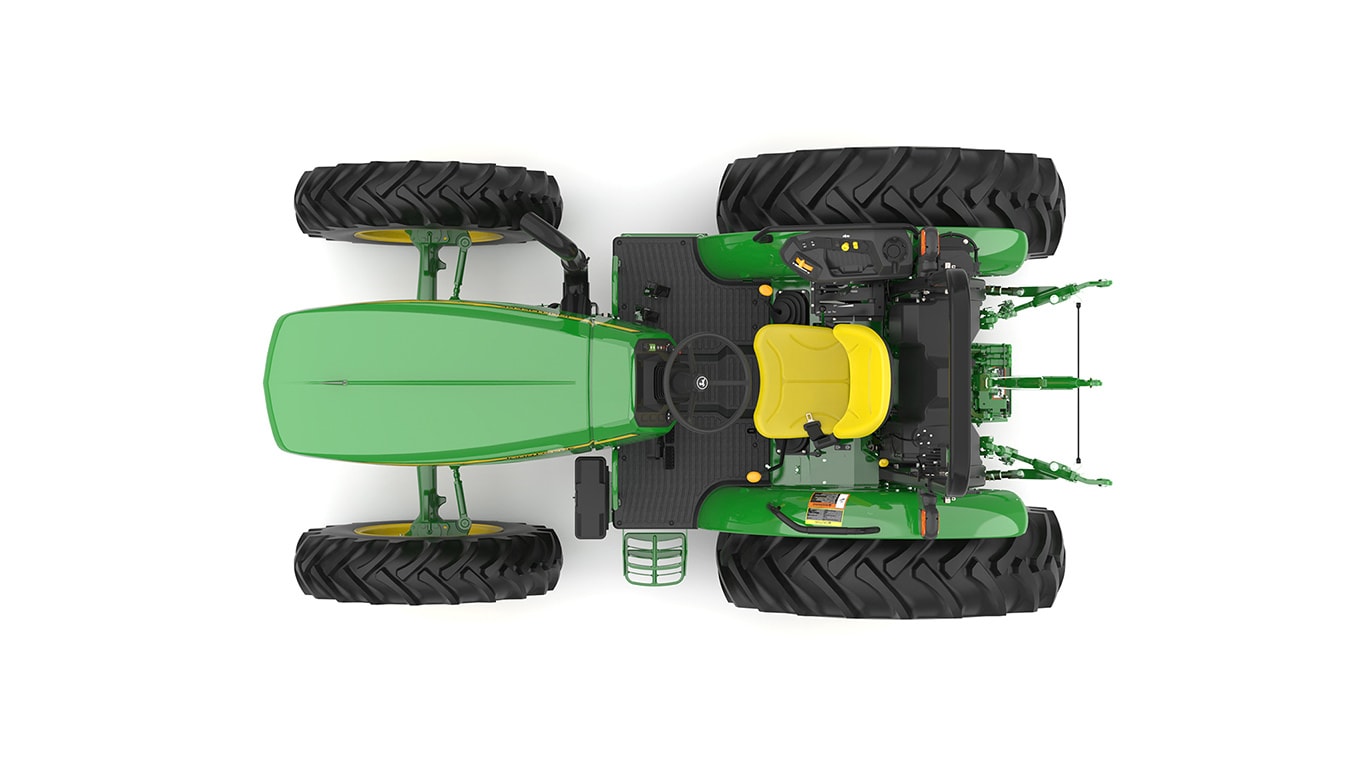 Tracteur utilitaire vert sur fond blanc.