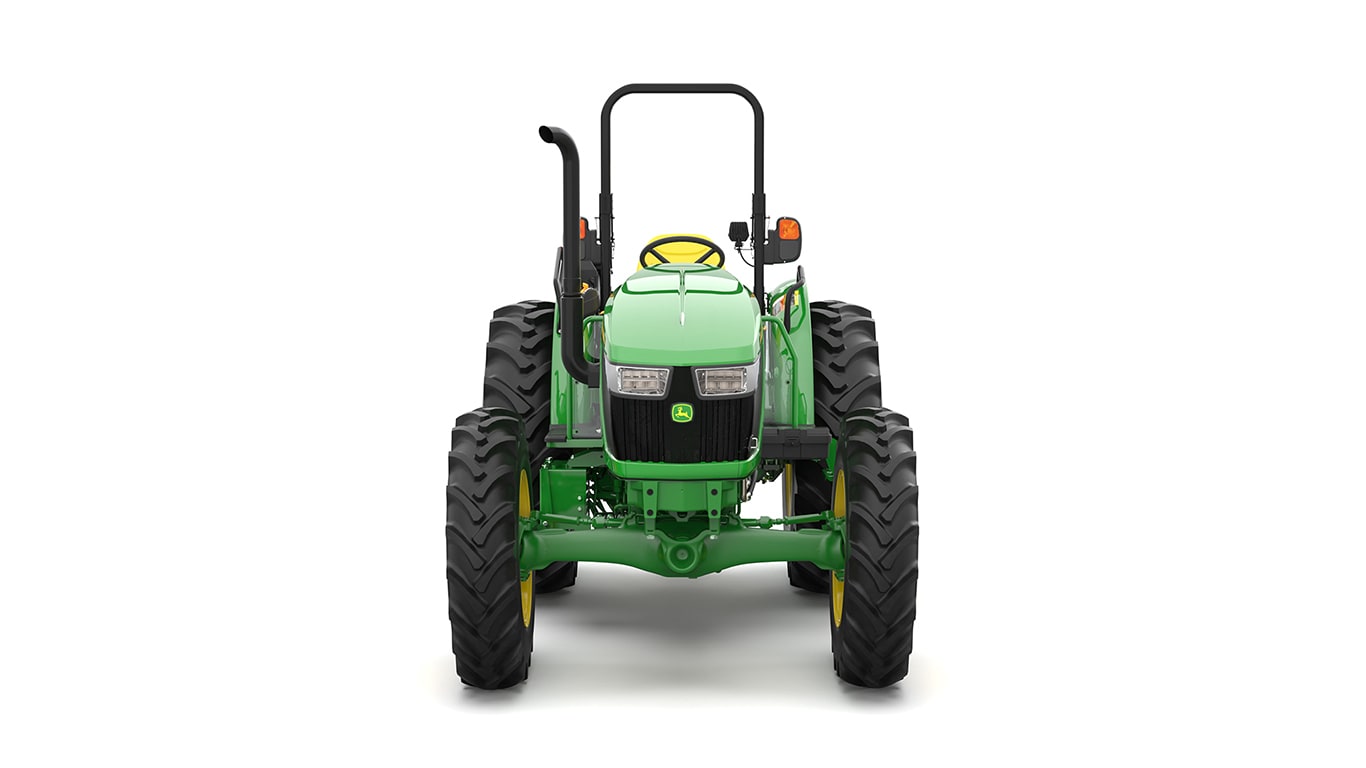 Tracteur utilitaire vert sur fond blanc.