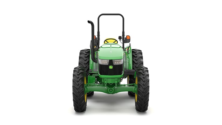 Tracteur utilitaire vert sur fond blanc.