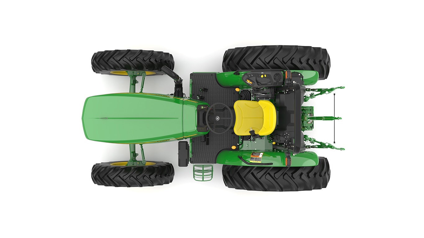 Tracteur utilitaire vert sur fond blanc.
