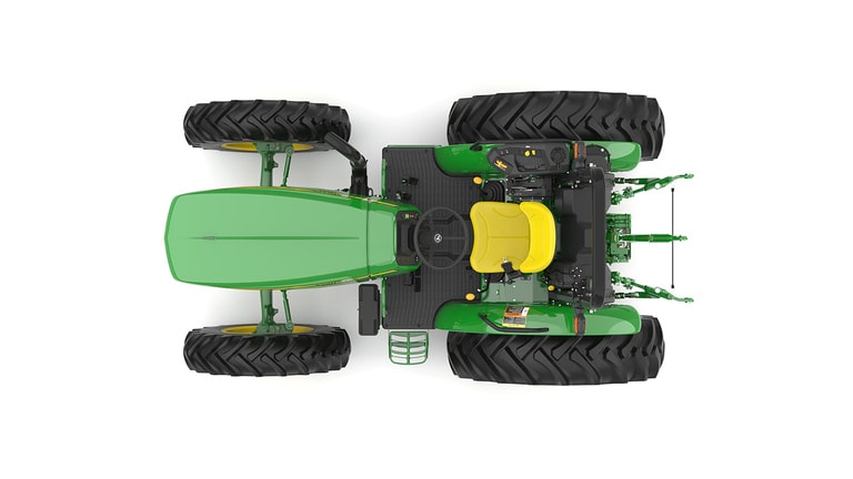 Tracteur utilitaire vert sur fond blanc.
