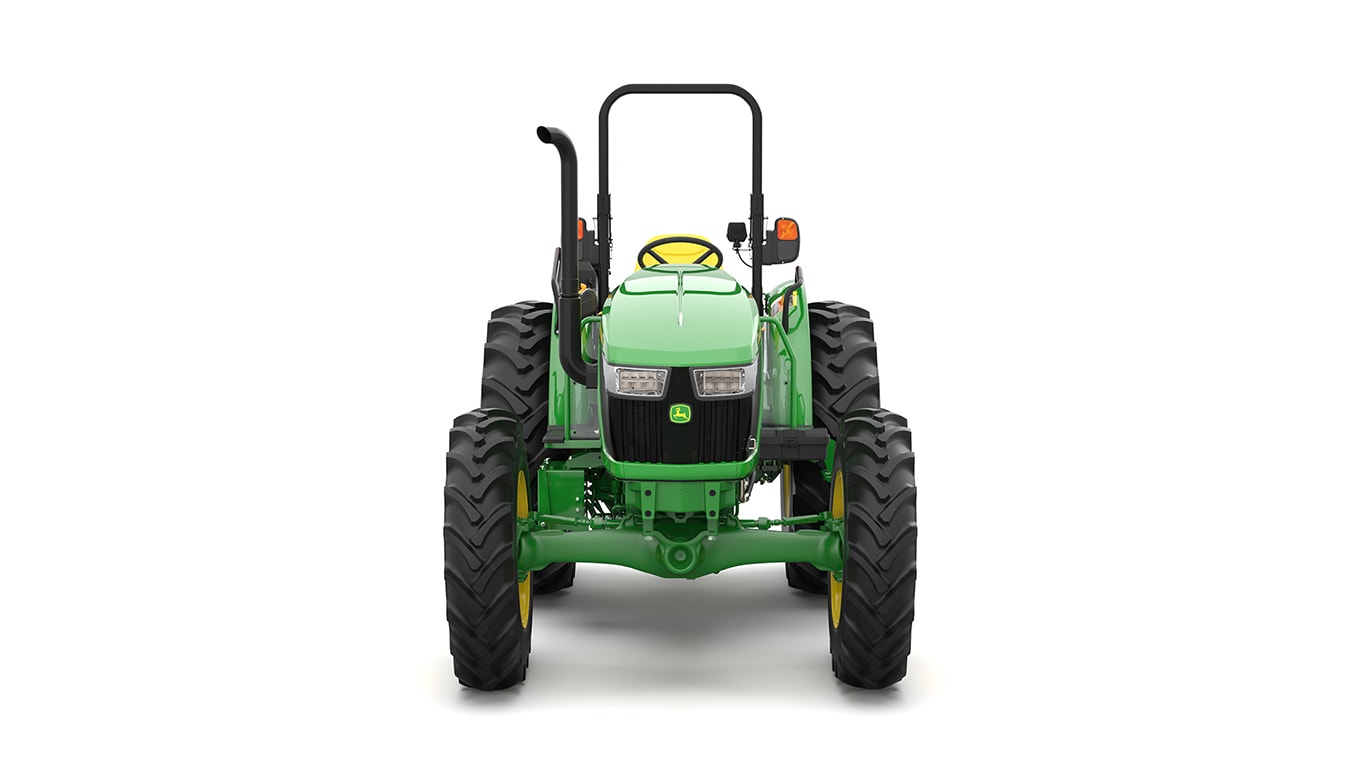 Tracteur utilitaire vert sur fond blanc.