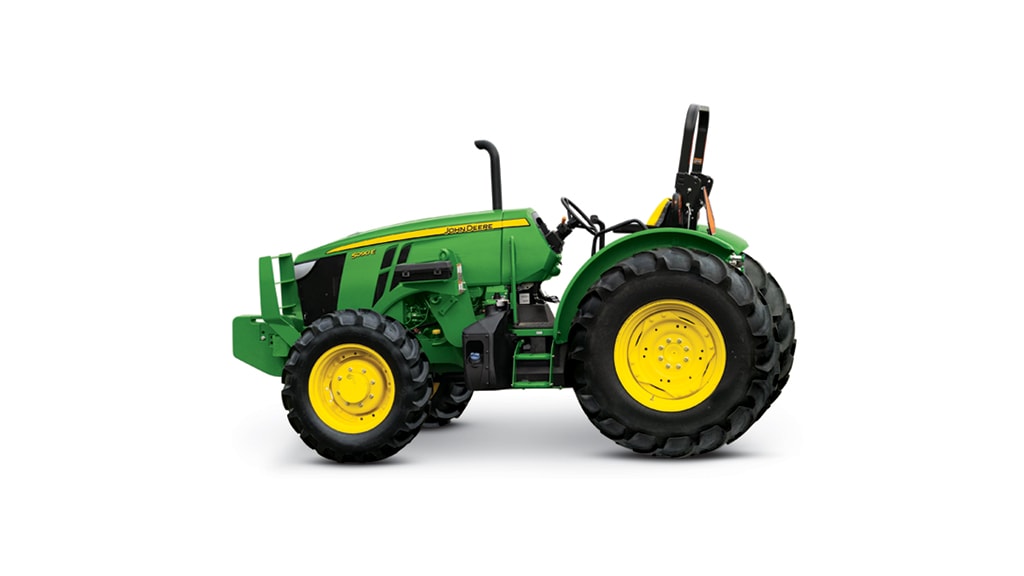 Tracteur utilitaire 5090E vert sur fond blanc.