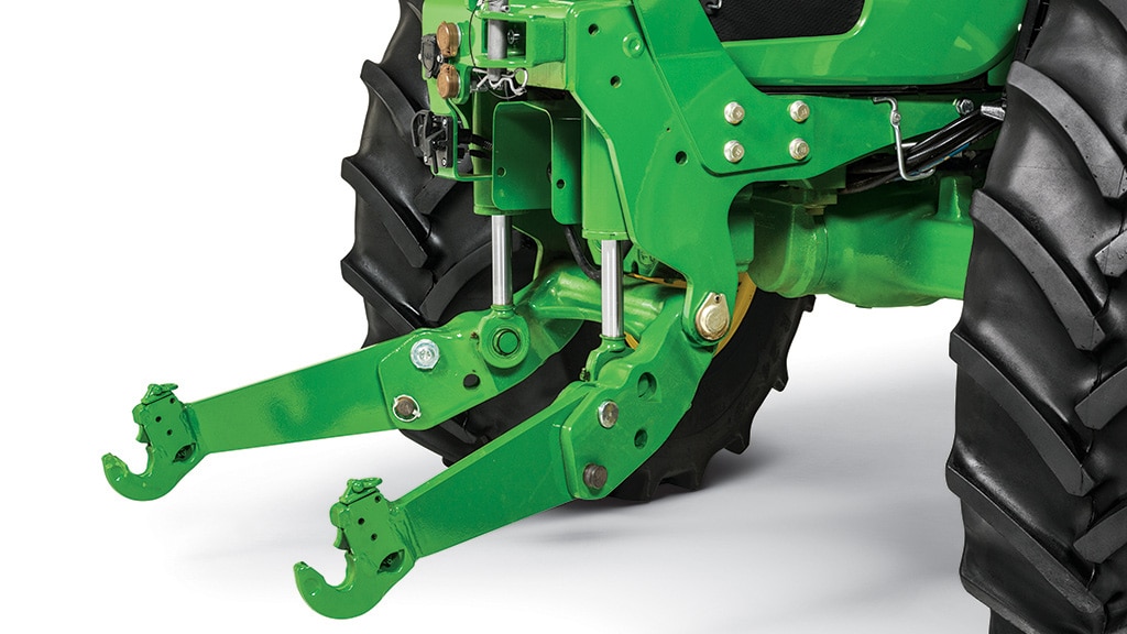 close up of front hitch and PTO on tractor