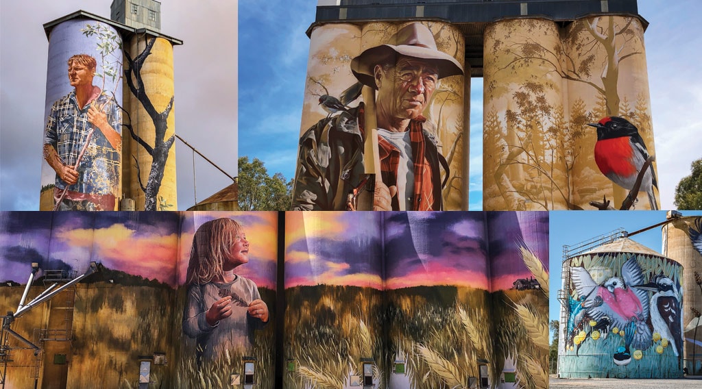 painted grain silos in Pachewollock, Victoria