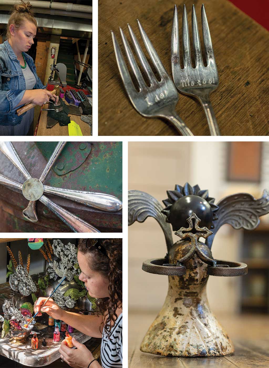 collage of metal working art photos