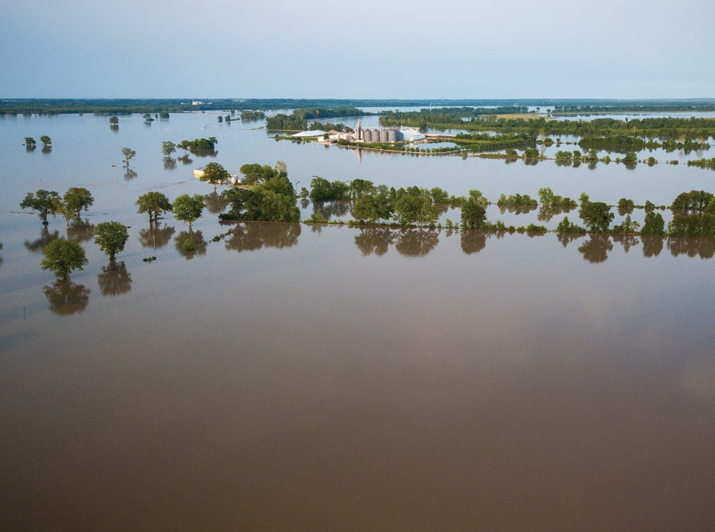 Flooded watershed in Iowa