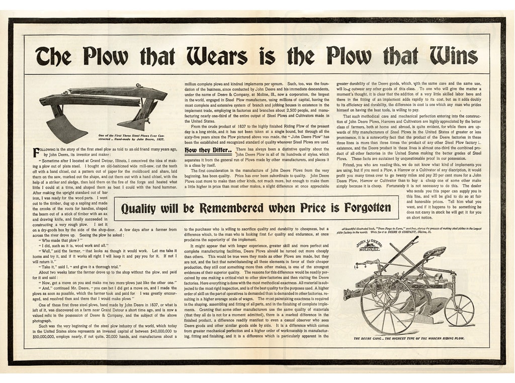 The Furrow began as a 10-by-13-inch farm news tabloid and, not surprisingly, promoted moldboard plows.