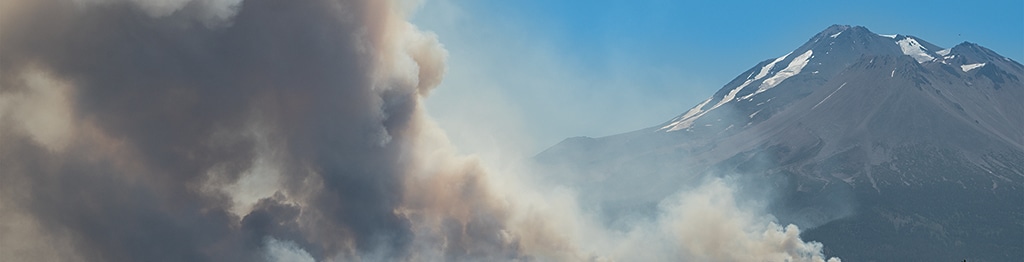 smoke coming from volcano