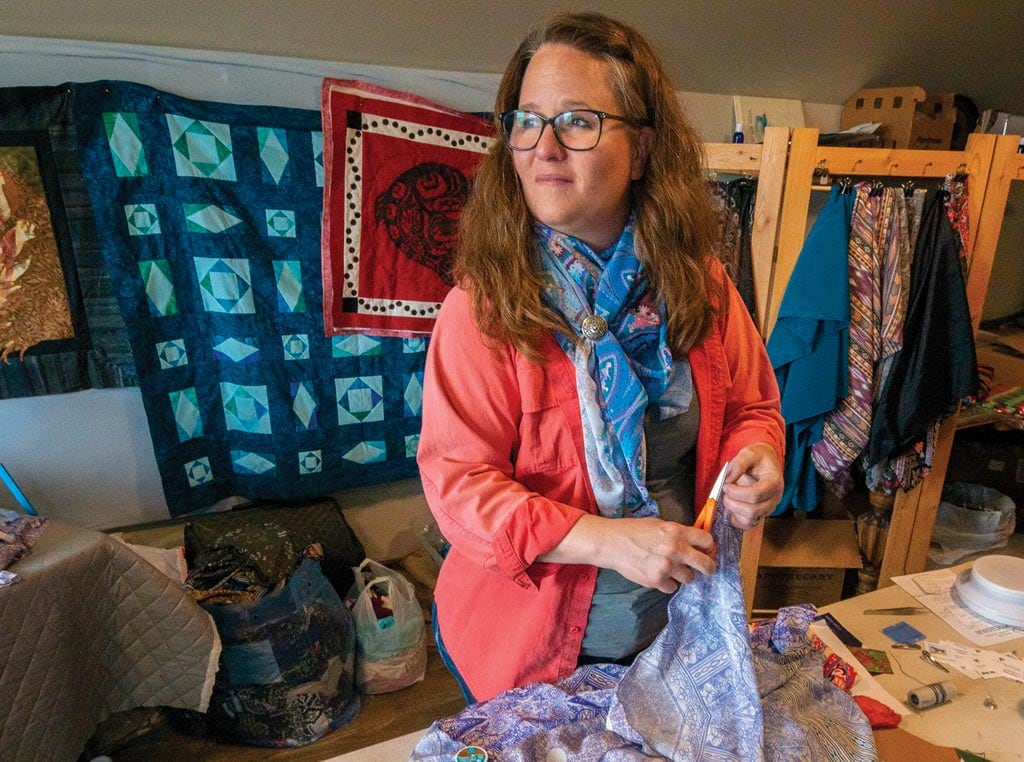 shannon in her sewing room