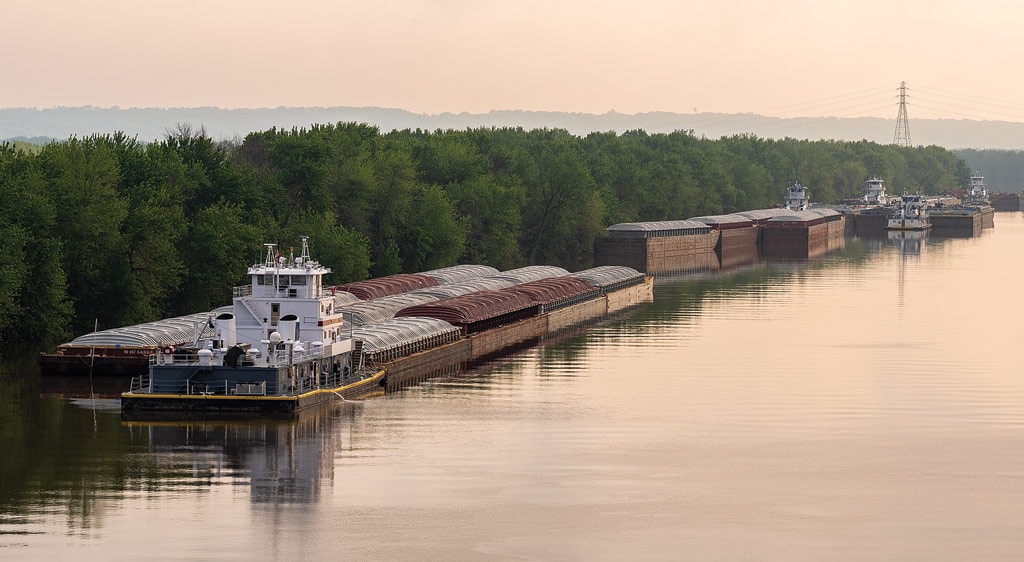 barge stuck in water