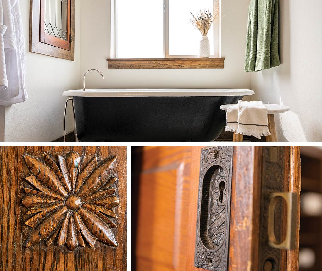 tub and antique wood work