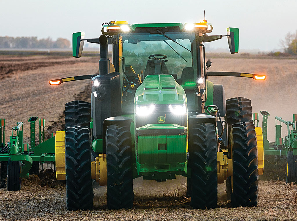 tractor tilling a field