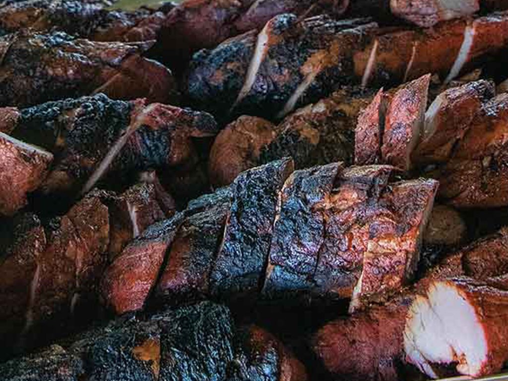 closeup of lightly charred barbecue chicken