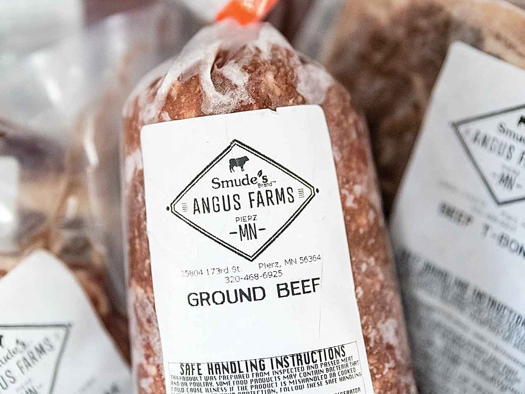 bagged, frozen ground beef