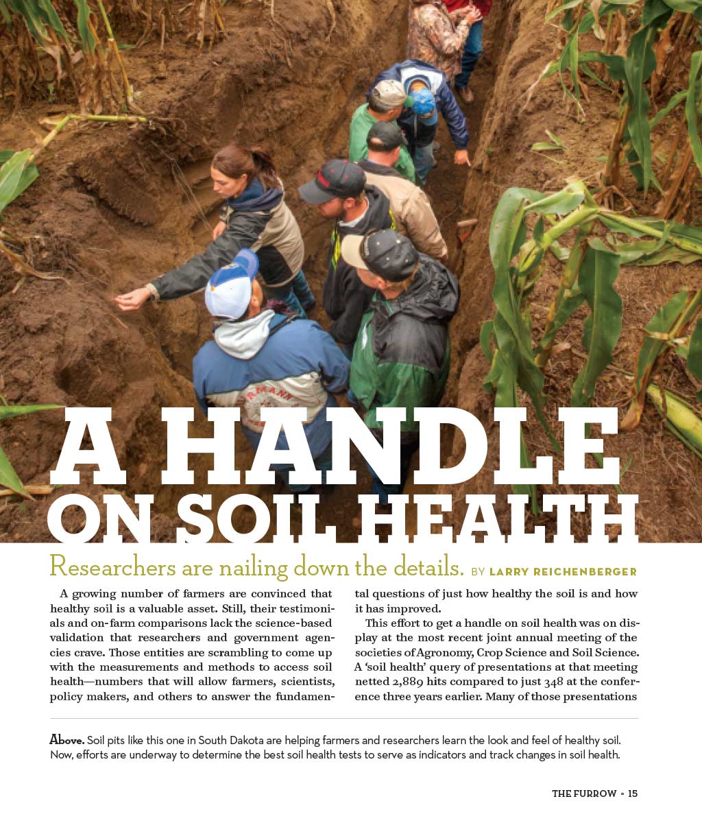 Extrait de l'article « A Handle on Soil Health » (Comprendre la santé des sols) tiré du magazine Le Sillon