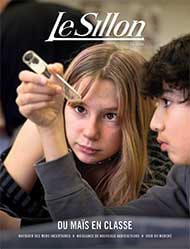 two young people inspecting a test tube