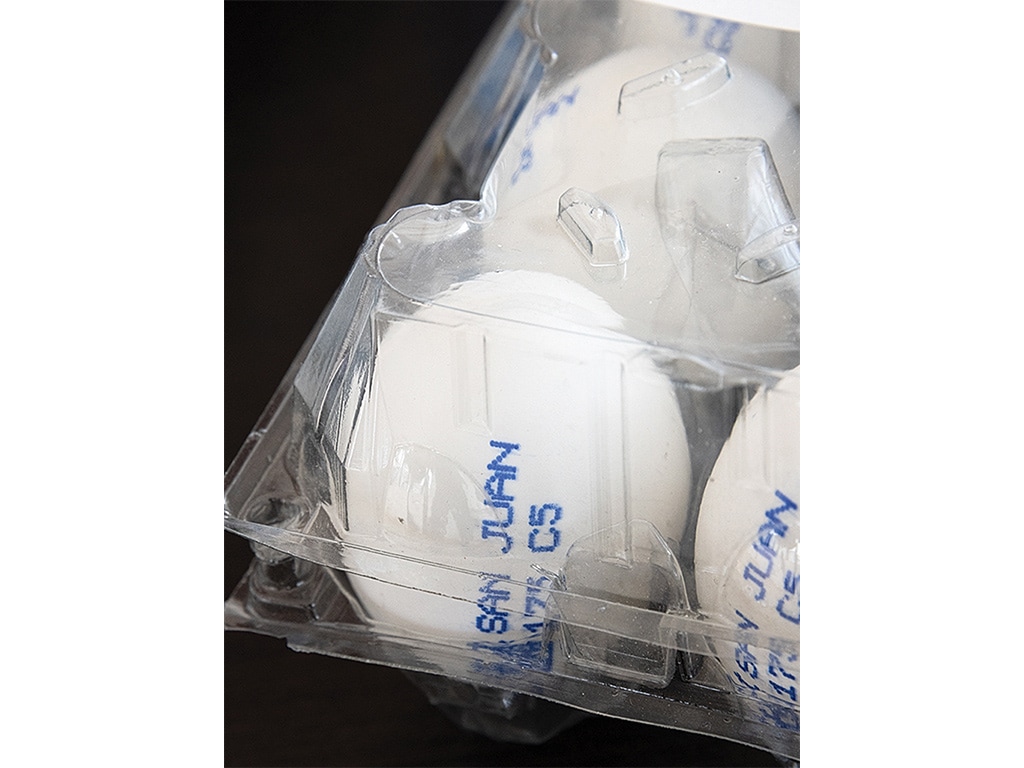 Eggs in a clear plastic carton