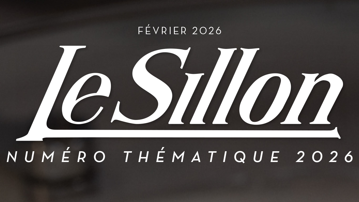 Titre de la couverture du numéro thématique de février 2026 du magazine Le Sillon sur fond sombre et flou.
