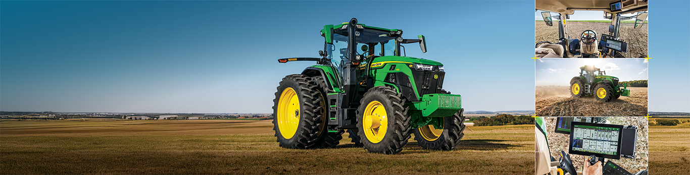 Tracteur John Deere 6R redessin&eacute; dot&eacute; d&rsquo;un confort accru et d&rsquo;une technologie de cabine actualis&eacute;e.