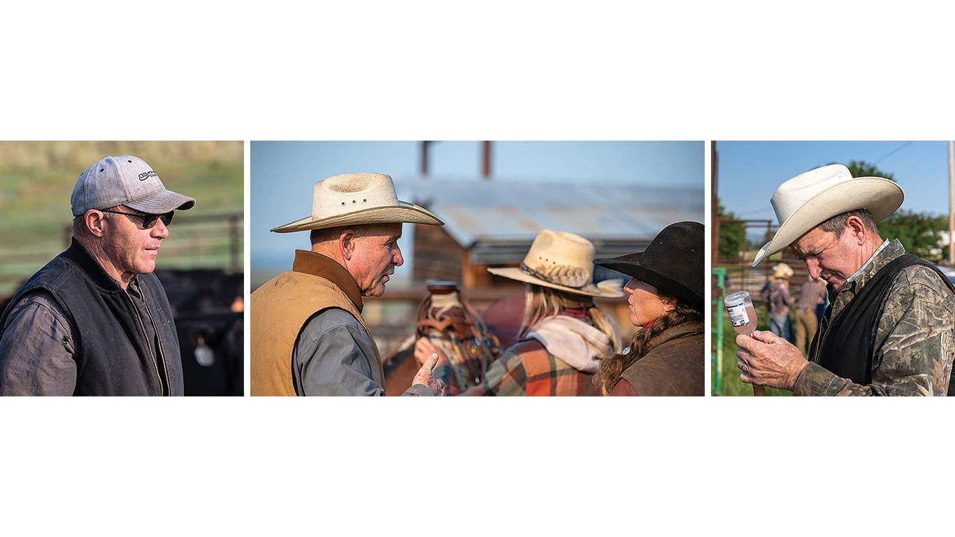 Une rang&eacute;e de trois images avec des personnes en tenue de cow-boy allum&eacute;es.
